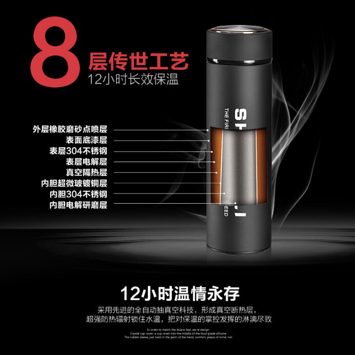 Botol Minum Termos Office 480ml Shuangli Black