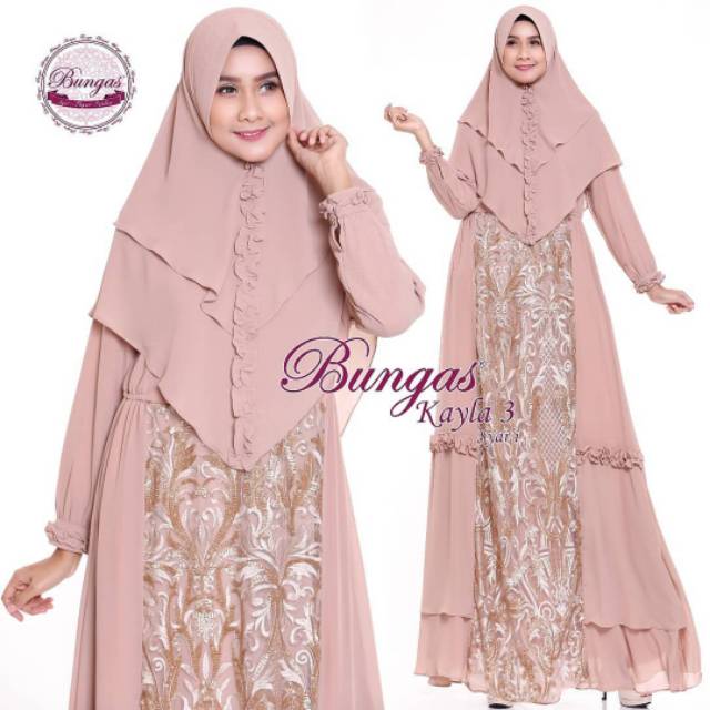 BUNGAS KAYLA GAMIS SYARI CERUTY BABYDOLL PREMIUM BROKAT