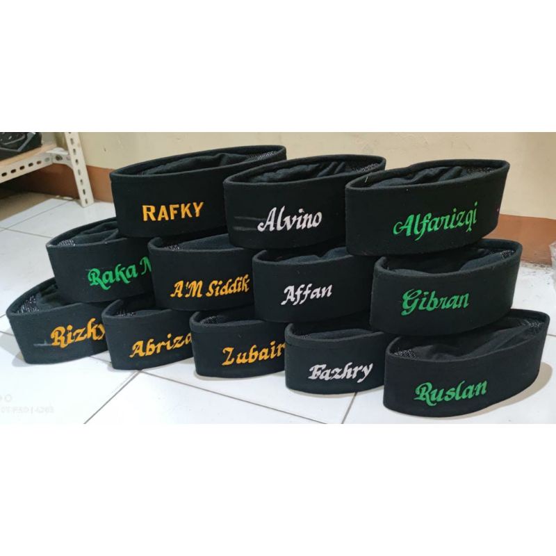 peci pordir nama / peci bordir nama