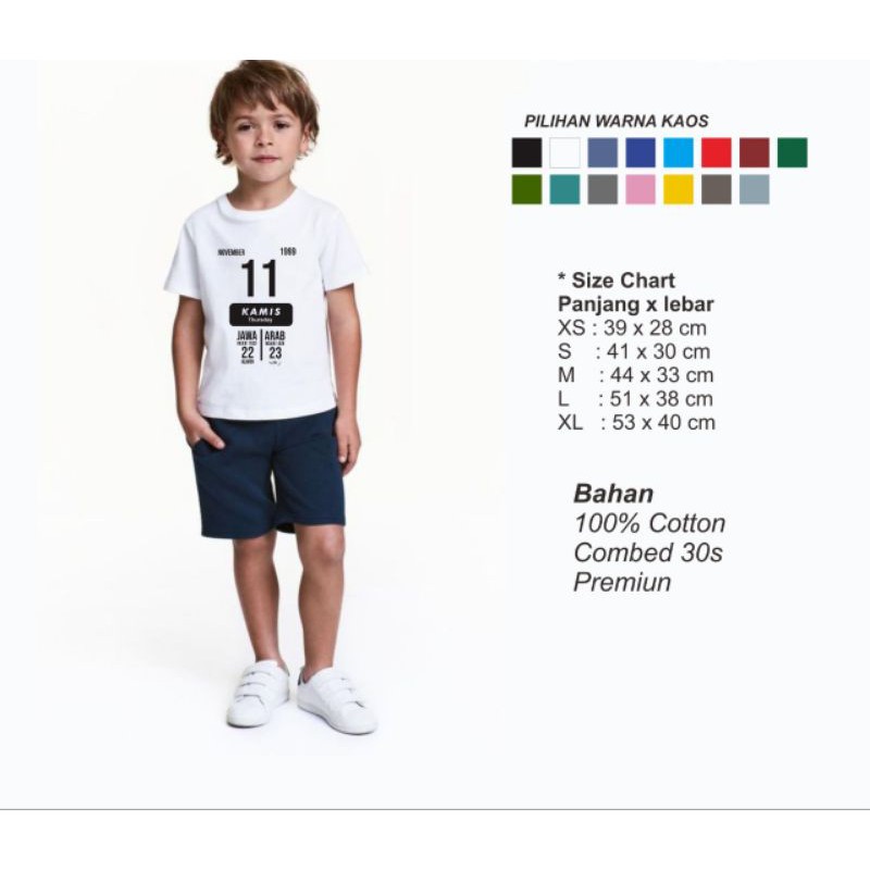 KAOS KOSTUM KALENDER ANAK 1-7 TH