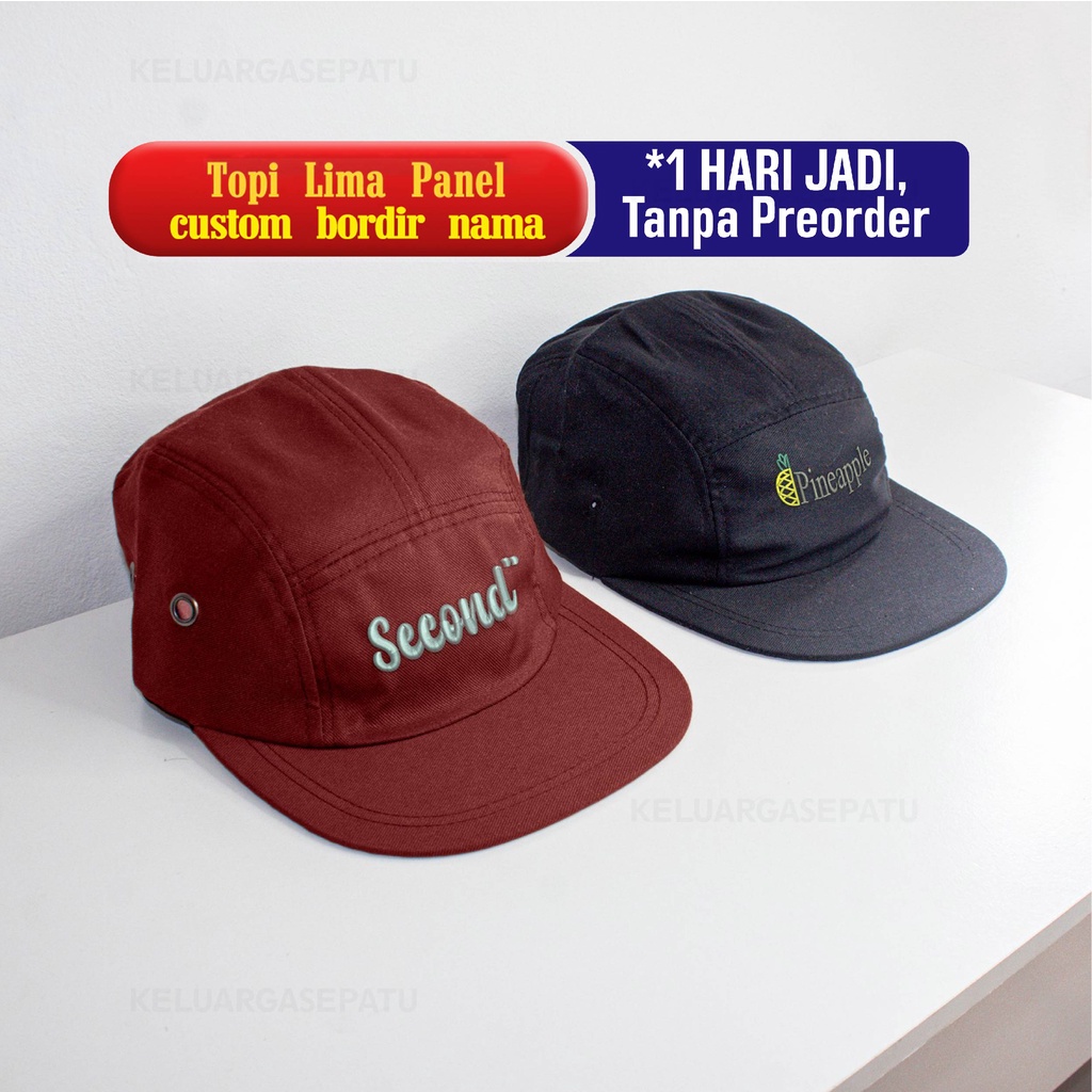 TOPI 5 PANEL CUSTOM BORDIR NAMA TOPI LIMA PANEL FREE BORDIR NAMA POLOS TOPI DISTRO TOPI PRIA TOPI MURAH TOPI POLOS DEWASA MURAH MERIAH