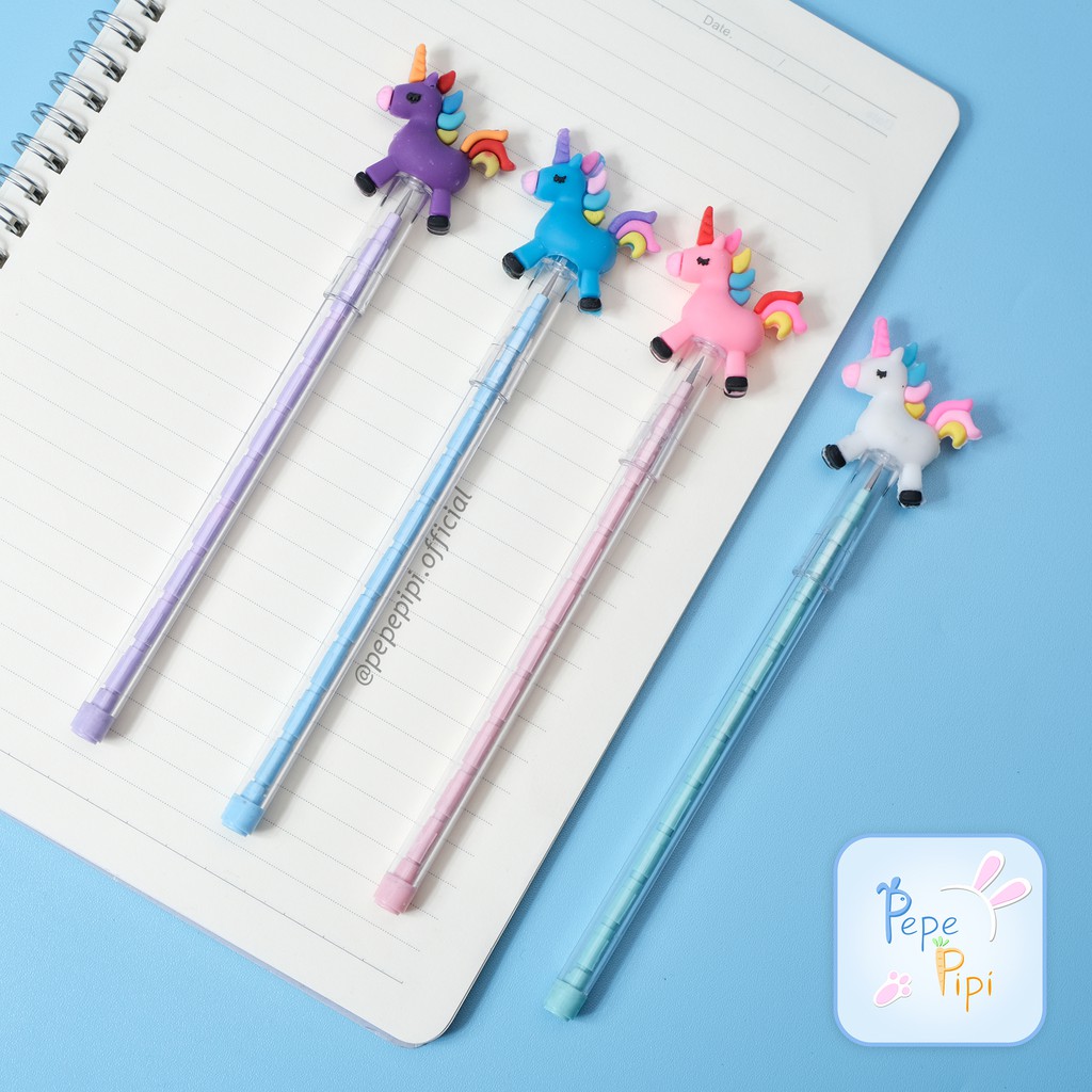 Pensil Unicorn Peluru Lantu Susun Bensia Refill Isi Kuda Pony