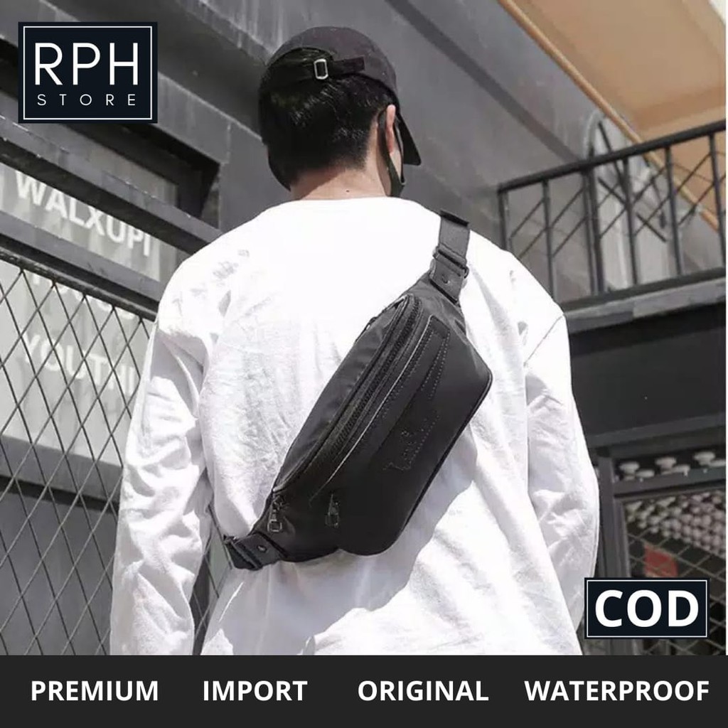 Tas Selempang Slempang Waistbag Pinggang Pria Cowok Distro Anti Air Waterproof Kecil PJ03