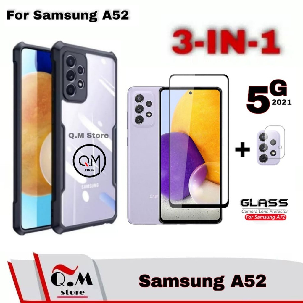 Promo 3IN1 Case Samsung A72 Samsung A52 Samsung A32 Sotfcase Transparan Back Cover Plus Anti Gores