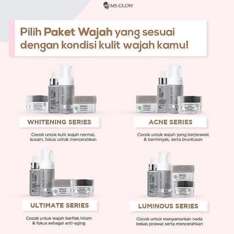 Msglow Paket Dan Satuan  Skincare Wajah | Skincare Ms Glow Original 100 %