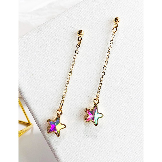 LRC Anting Tusuk Fashion Color Star Shape Decorated Long F03117