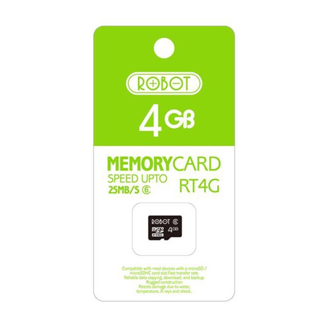 Micro SD Robot 4GB RT4G MicroSD 4 GB Class 6 TF Card Storage Memory Or
