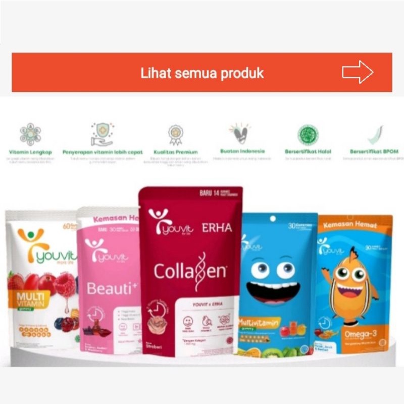 YOUVIT SERIES MULTIVITAMIN DEWASA ANAK OMEGA COLLAGEN BEAUTI GUMMY
