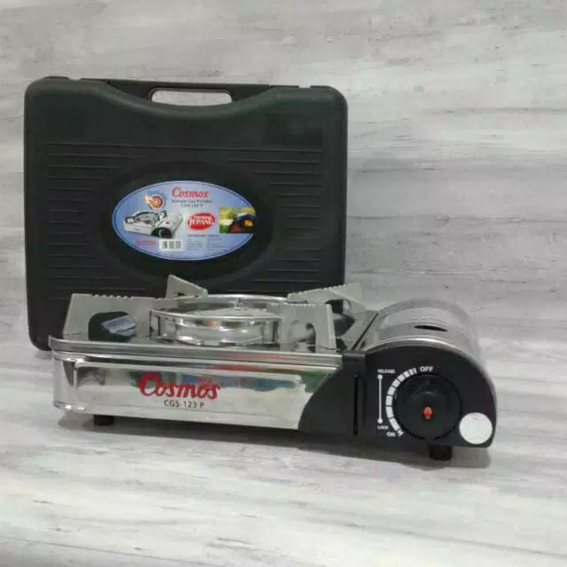 KOMPOR PORTABEL COSMOS CGS 123 BODY STAINLESS ADA KOPER BISA PAKAI GAS KALENG & GAS TABUNG ORIGINAL