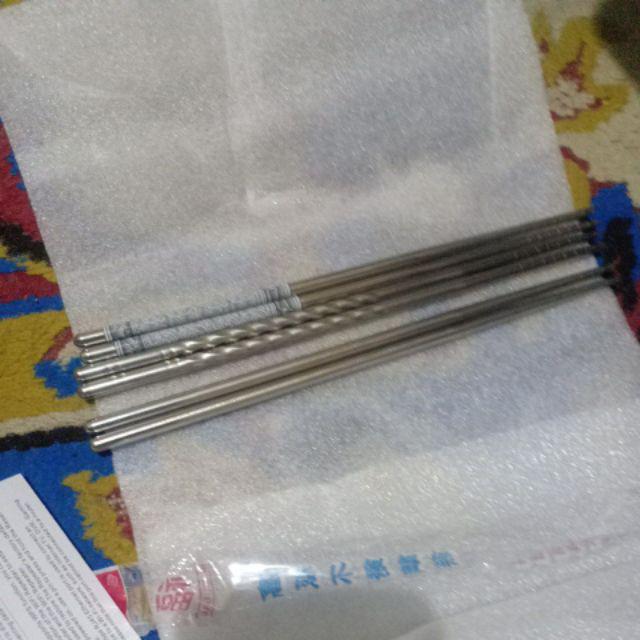 Set 3 Pasang Sumpit Print Bahan Stainless Steel, Dapat Dipakai Ulang