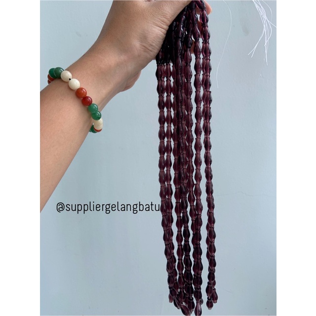 manik ujung kepala tasbih GUCI COKELAT bening kreasi kalung gelang 8mm