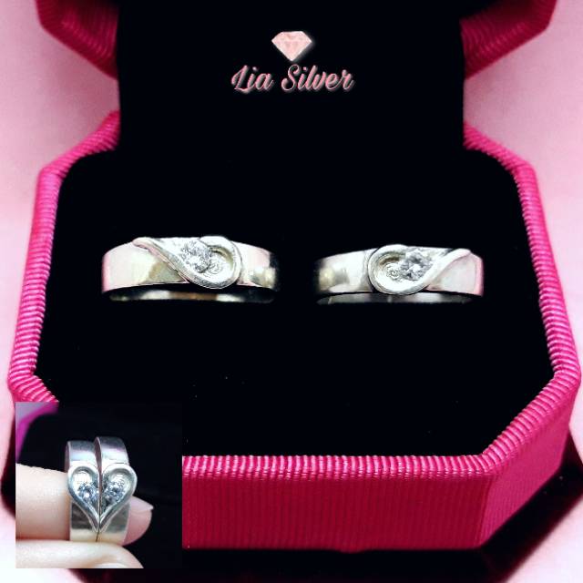 Cincin Ring Couple SILVER 925 - Perak Lapis Emas Putih