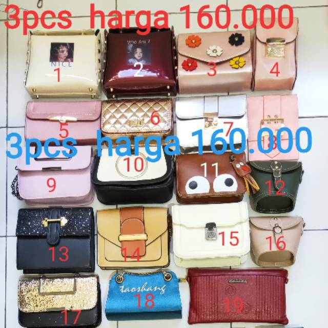 3pcs harga sale 160.000 tasimport murah handbag promo