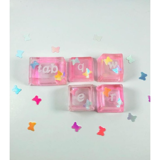 Butterfly pink keycaps for mechanical keyboard