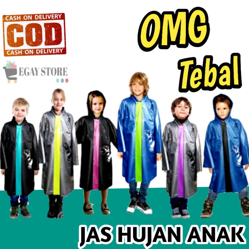 Jas Hujan Anak Laki Perempuan Kecil Ponco Karakter Mantel Ujan Poncho Bocah Umur 6 7 8 9 10 Tahun Waterproof Bagus Tebal Murah Raincoat For Kids OMG