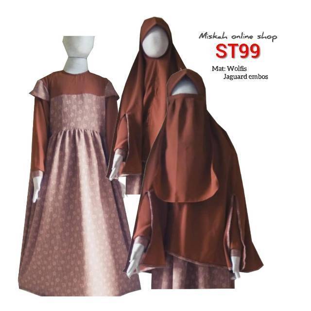  MISKAH Size 8 10 12 Set Gamis Banat Ungu Baju  Muslim  