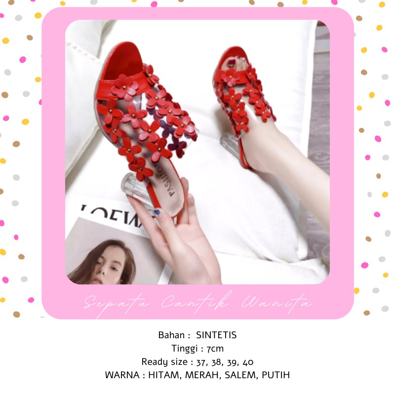 (PROMO) Sandal Wanita Remaja Dewasa High Heels Hak Kaca Korea Cantik Terbaru