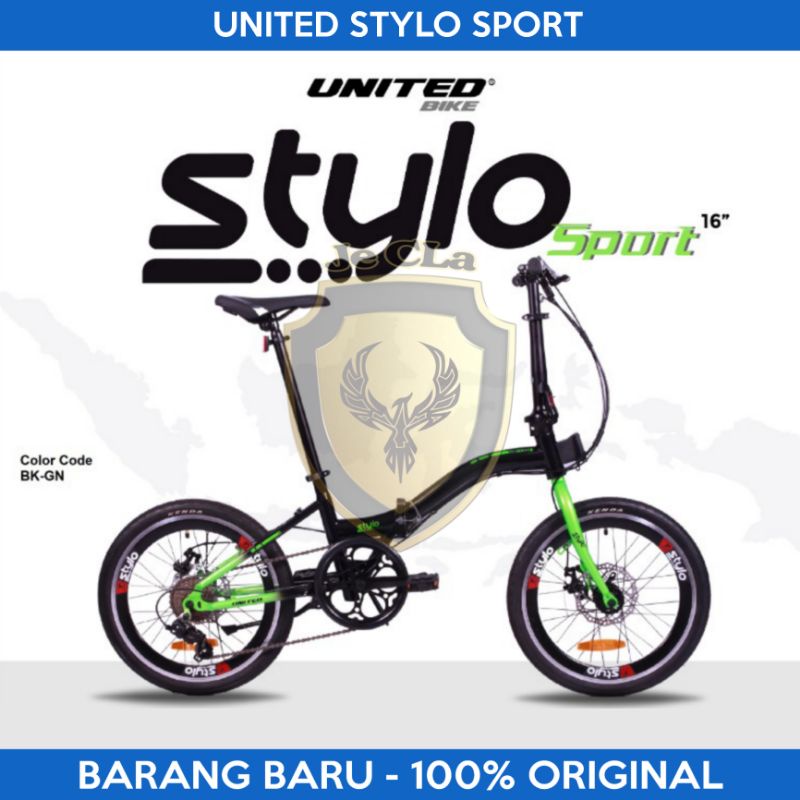 Sepeda Lipat 16 20 Inch UNITED STYLO SPORT Disc Brake 6 Speed Murah