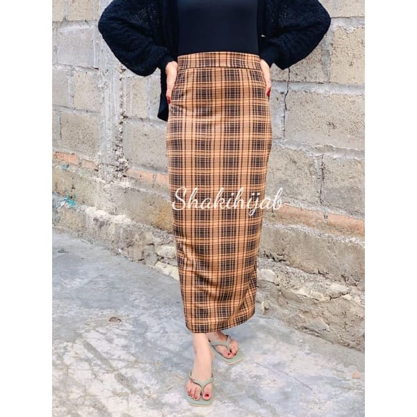 Rok span tartan korean style/rok span kotak kotak