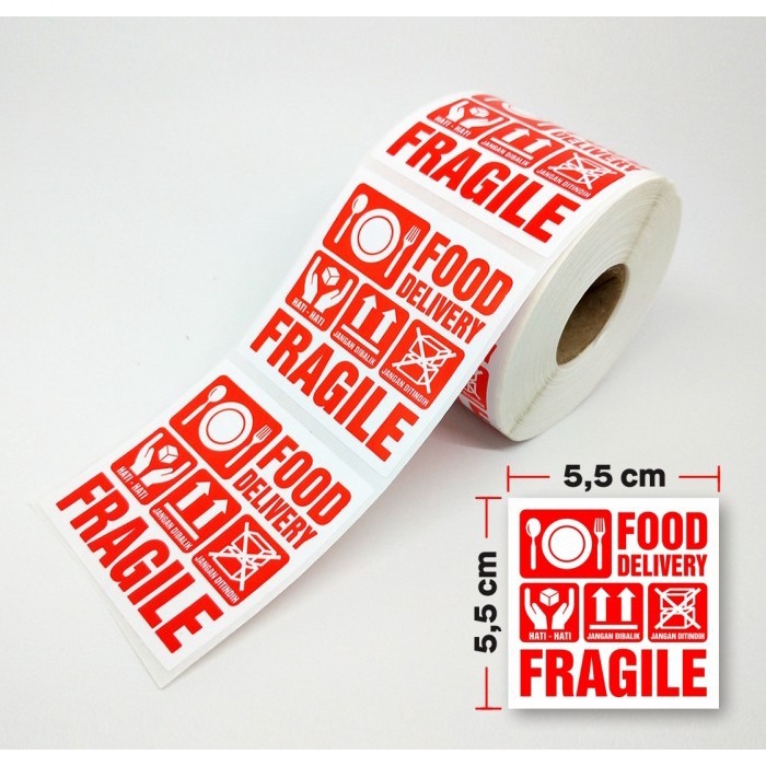 

Sticker Label Fragile Food Delivery Makanan 5,5x5,5 cm 1 roll/ 500 pcs - Dasar Putih