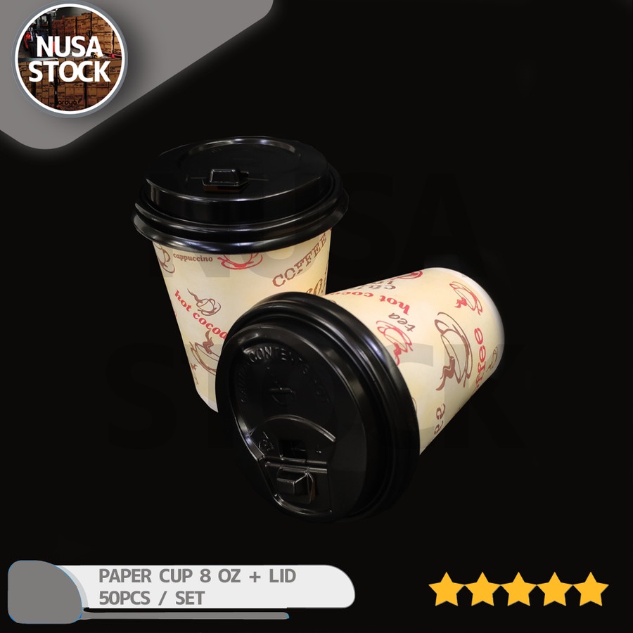 Jual Paper Cup Hot Gelas Kertas Kopi Panas 8 Oz 220ml 50pc Tutup Lid Hitam Shopee Indonesia 5219