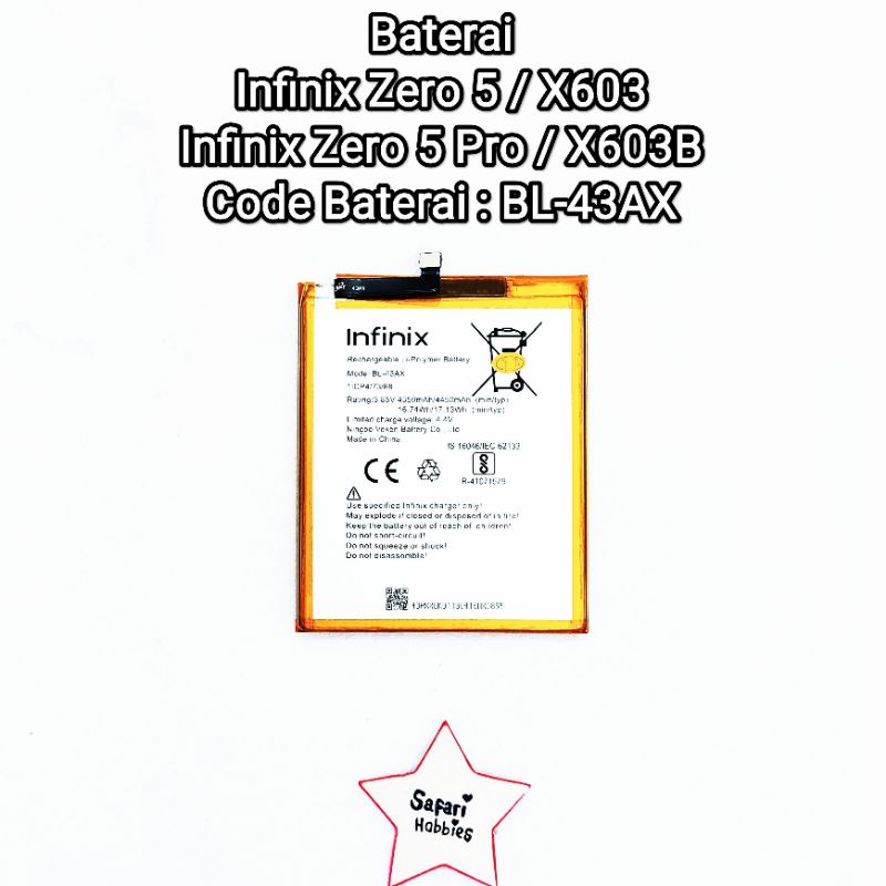 Baterai Infinix Zero 5 / X603 / Infinix Zero 5 Pro / X603B / BL-43AX