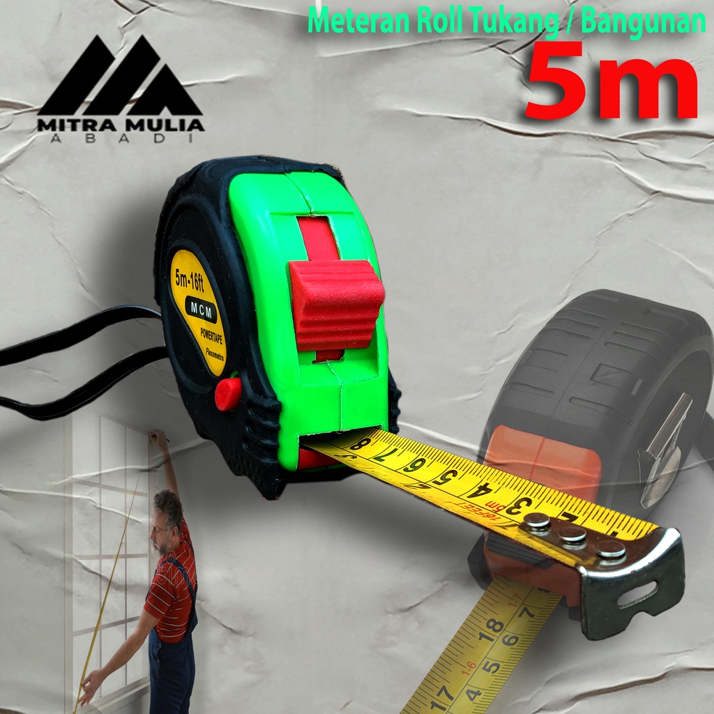 Meteran Tukang Bangunan Roll 5 Meter 5 M Jaket/ Measuring tool tape