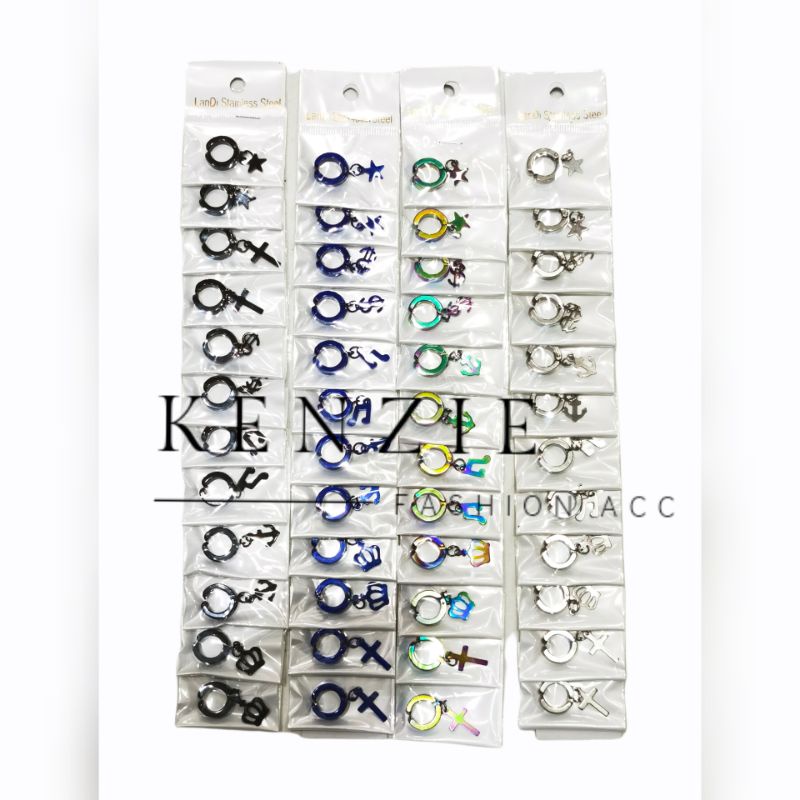 Anting Fake Anting Jepit Jurai Titanium 12 Pcs Harga Grosir