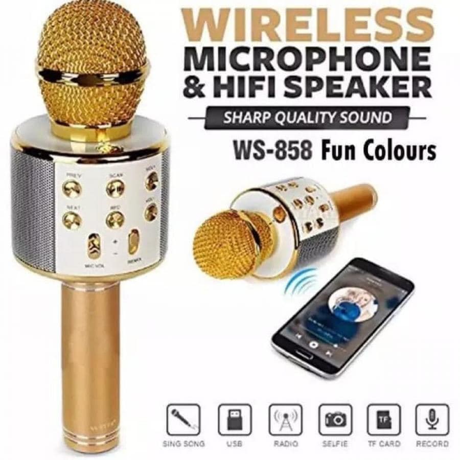 MIC Karaoke SQ One WS 858 / Mic Bluetooth WS 858 Wireless Karaoke Portable Bluetooth Speaker