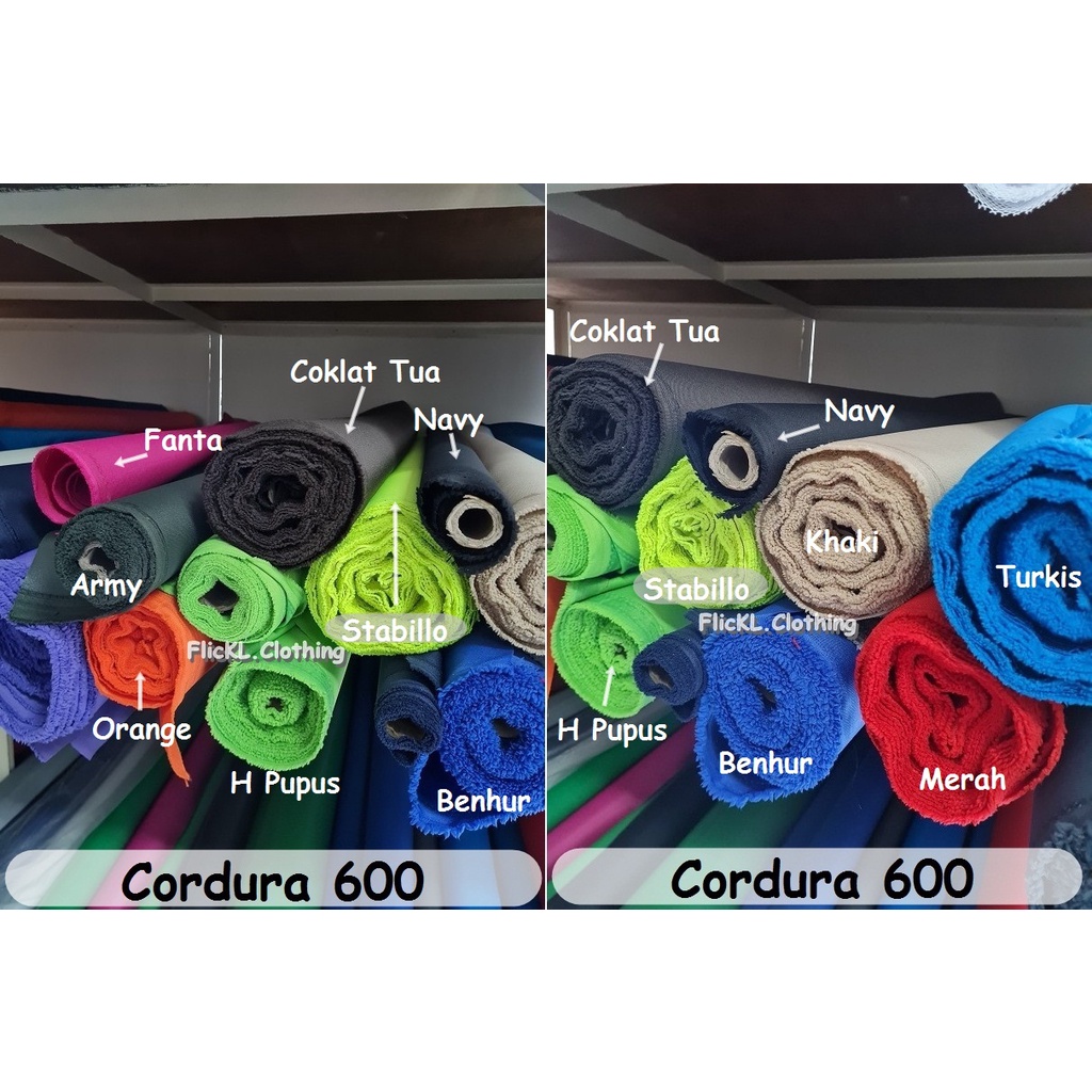 Bahan Kain Parasut Cordura Nylon Nilon 600D Parasit Waterproof Anti Air Serat Bintik Tas Talang