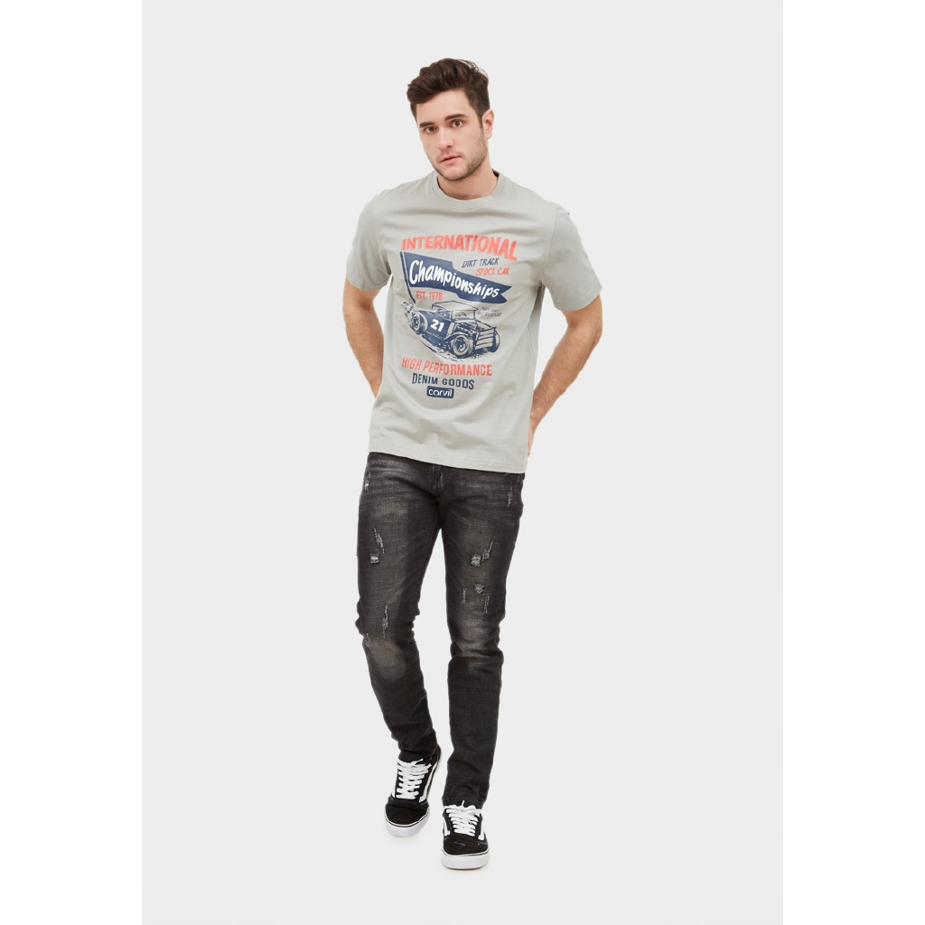  Carvil  Kaos  Pria  Teebar 04A Grey Shopee Indonesia