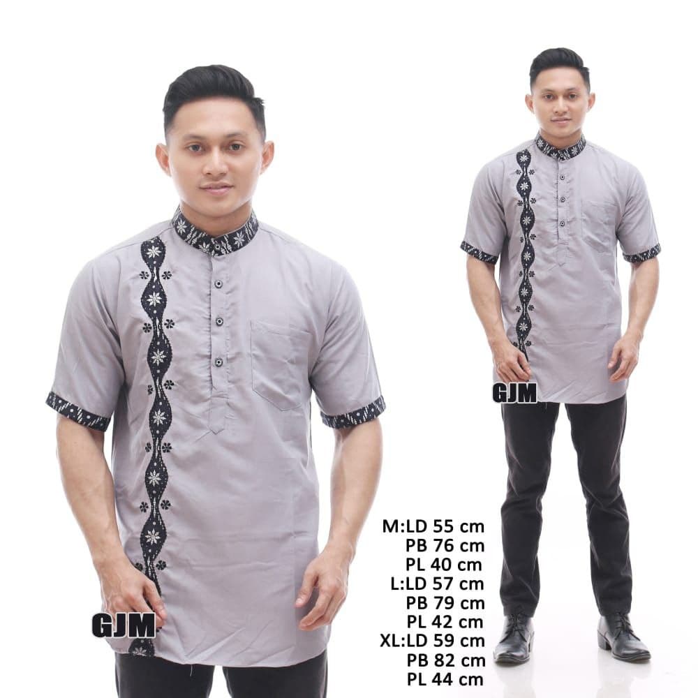 Baju Koko Pria Dewasa Koko Kurta Batik Lengan Pendek Kemeja Muslim Pria Lengan Pendek Koko Kurta Bordir