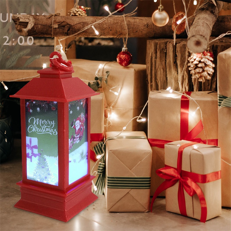 Lentera Lilin Natal Gaya Vintage Dengan Lampu Led Ukuran 5.5x2.1 Inch