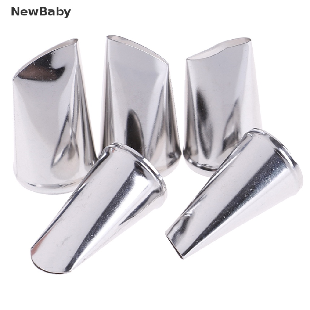 Newbaby 5pcs Spuit Piping Bahan Metal Bentuk Bunga Mawar Untuk Dekorasi Kue