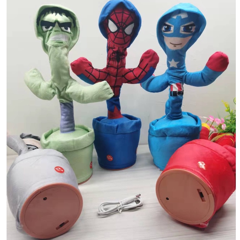 Mainan kaktus joget / Squid game goyang / Spriderman lampu dan bicara / Boneka tinju/mainan kaktus bergerak