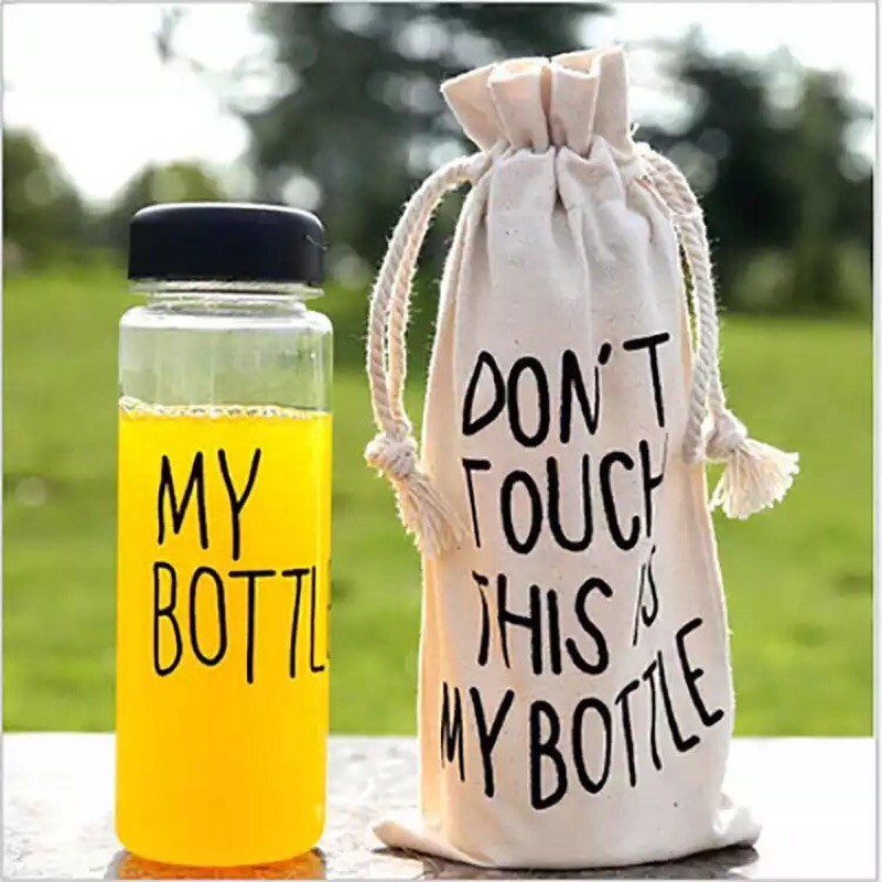 BOTOL MINUM MY BOTTLE WARNA BPA FREE BULAT 500ML ANTI PECAH + SARUNG PUTIH