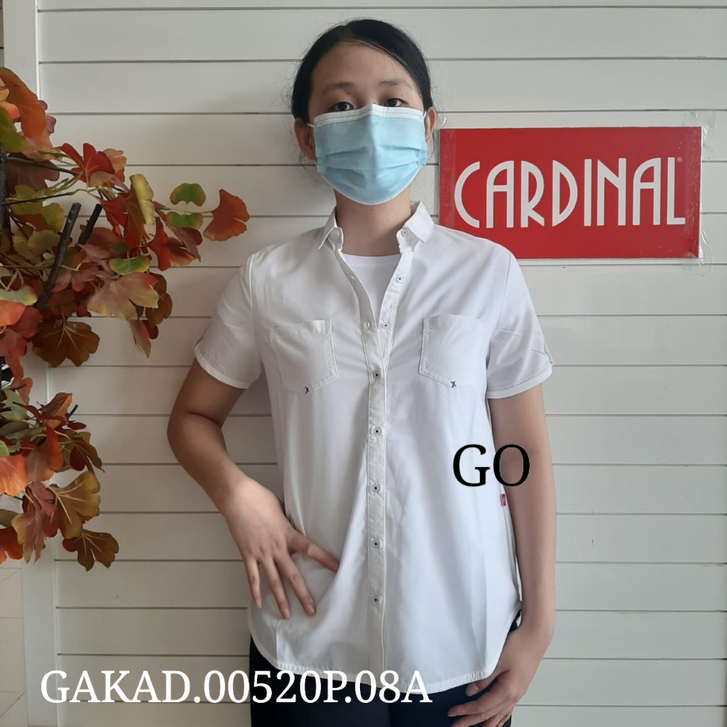 gof KPGB CARDINAL KEMEJA GIRL PUTIH Polos &amp; Motif Lengan Pendek Pakaian Hem Wanita Formal Distro Original