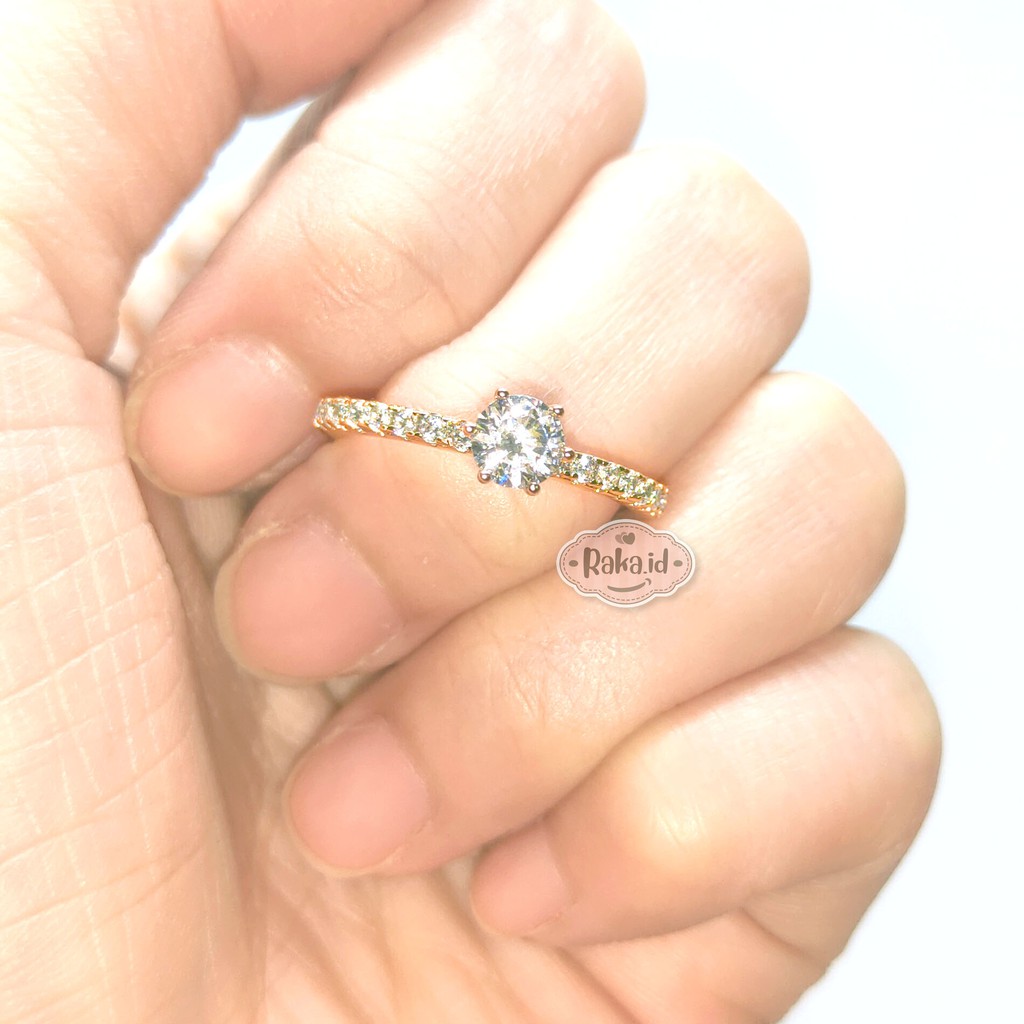 Cincin Wanita / Cincin Mata Satu Aksesoris Perhiasan Wanita Lapis Emas 18k 693