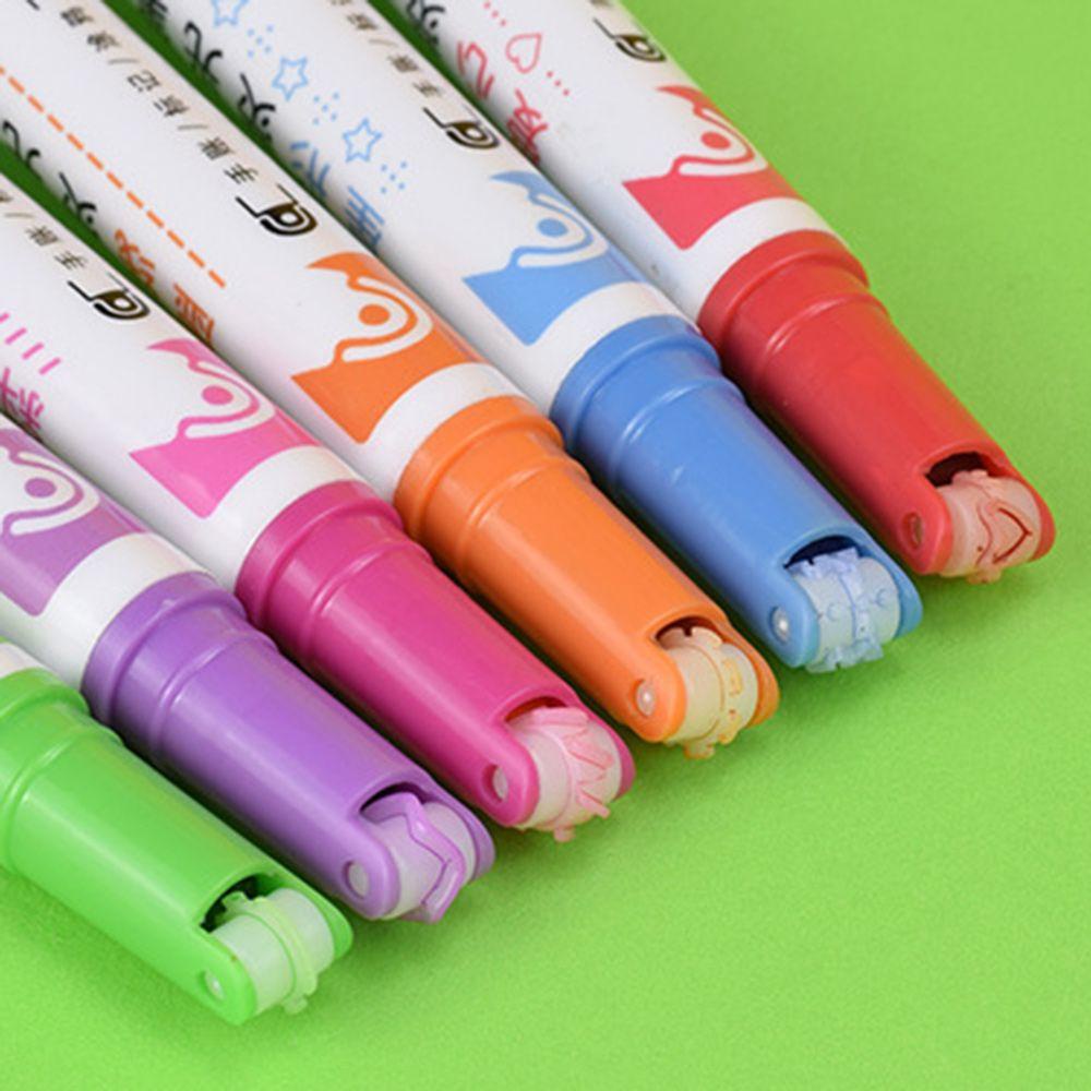 Nanas 6Pcs Curve Stabilo Pen Art Stationery Graffiti Berbentuk Bunga Natal Stabilo Terintegrasi Warna