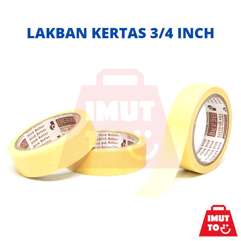 

IMUTTO MASKING TAPE 3/4 INCH LAKBAN KERTAS PANJANG 300 CM