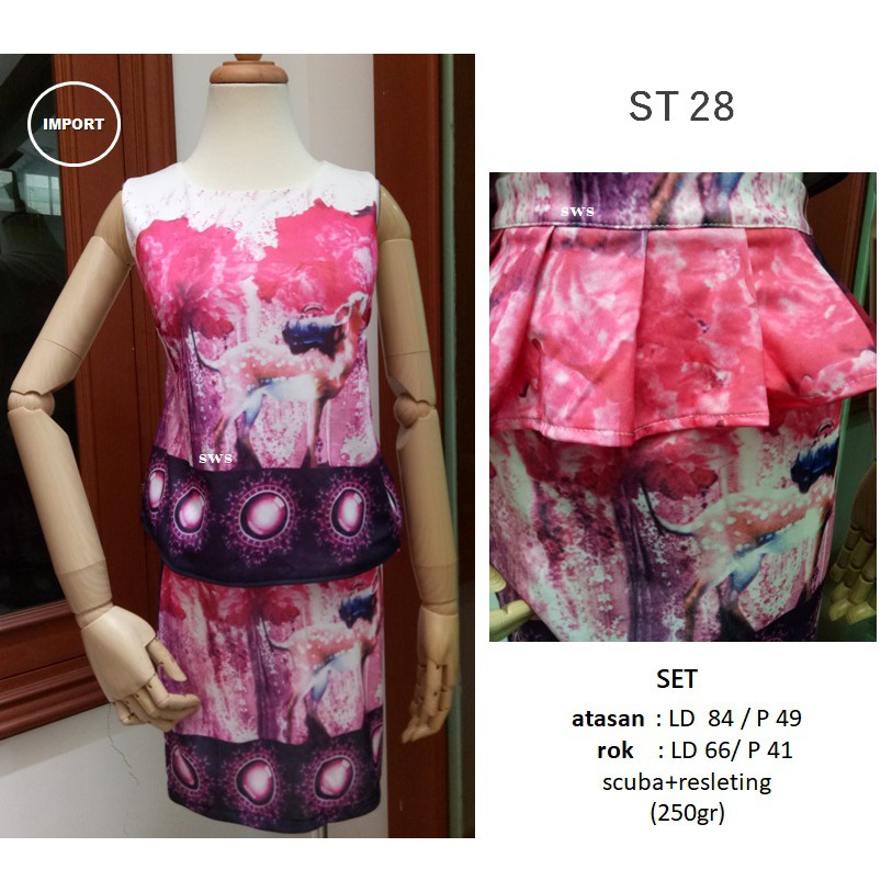 ST28 - SETELAN MOTIF RUSA SCUBA IMPORT MURAH MODERN