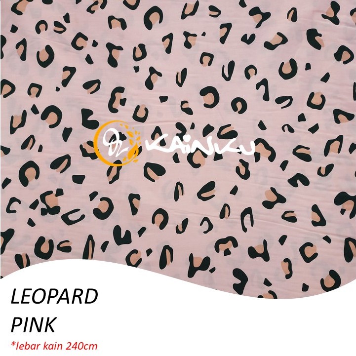 KAINKU - Kain Meteran Katun Lokal CVC &quot;LEOPARD ABU PINK WHITE&quot; (harga 1 meter)