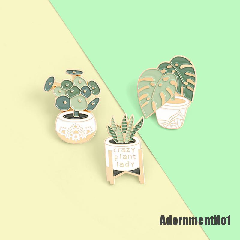 (Adornmentno1) Bros Pin Enamel Bentuk Pot Tanaman Untuk Aksesoris Pakaian / Tas