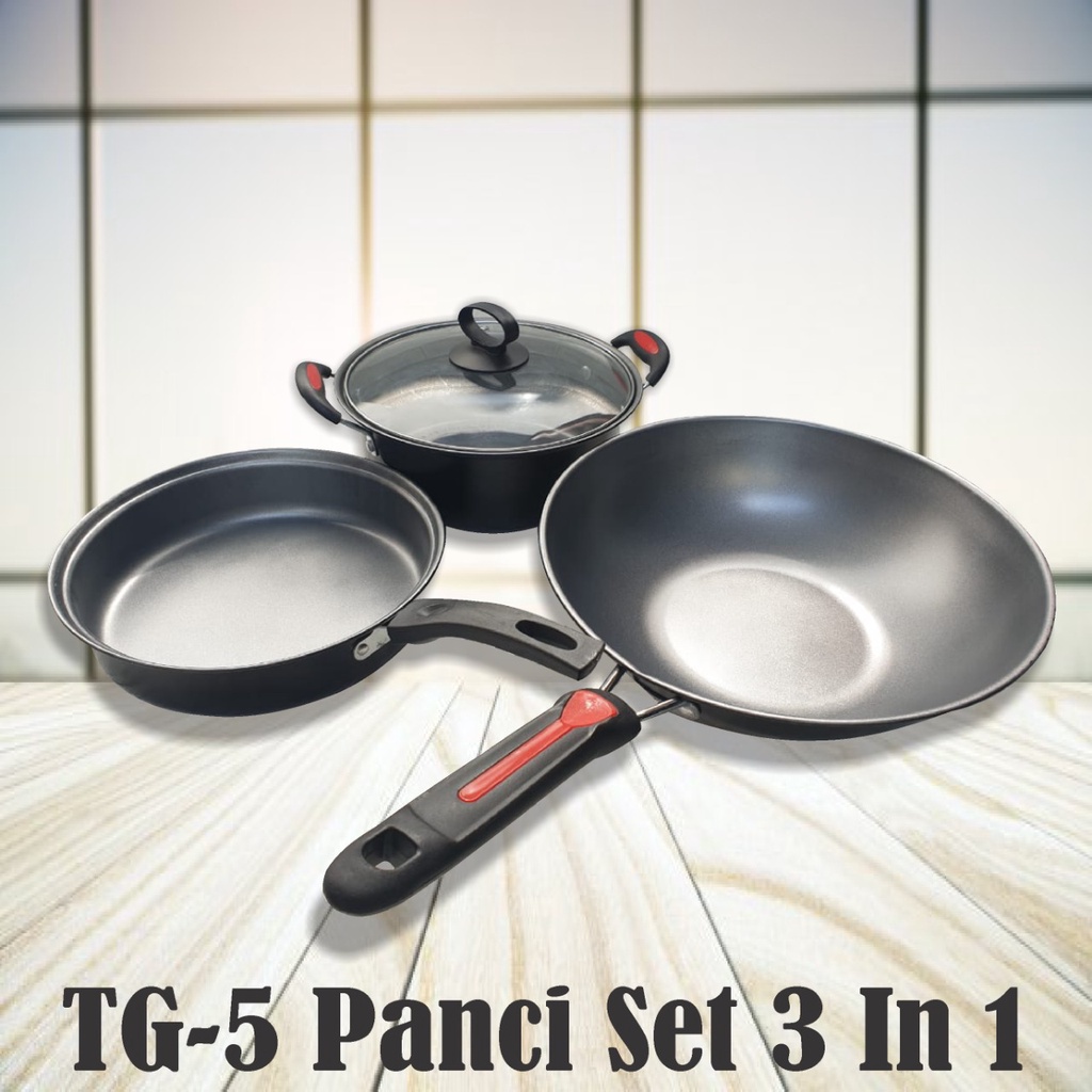 MILIKI SEGERA!! Panci Teflon 1 Set 3 pcs - Panci Teflon Set 3 panci set Serbaguna Awet JUMBO bisa cod