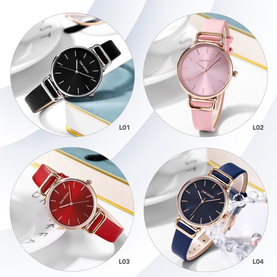 JIMS HONEY JT 8128 JH JAM TANGAN WANITA STRAP KULIT TAHAN AIR WATER RESISTANT