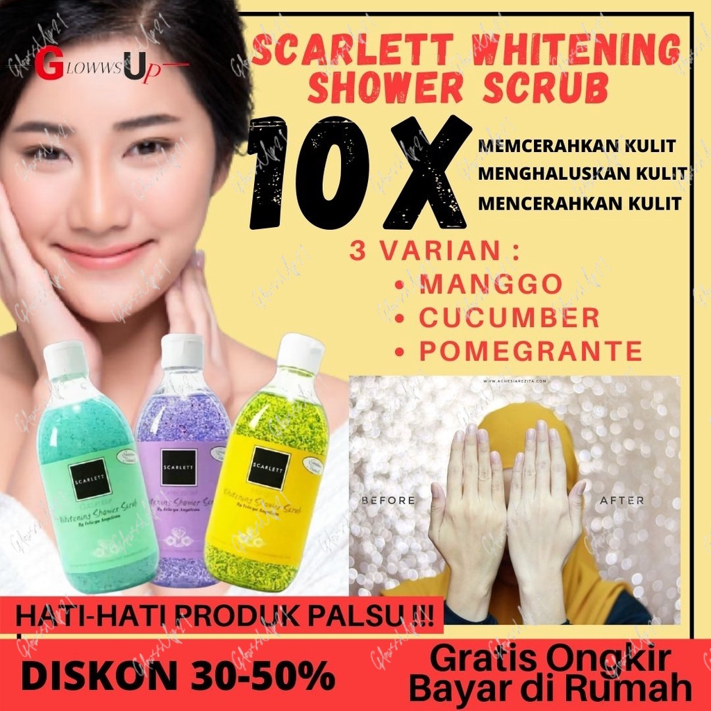 SCARLETT SHOWER SCRUB ORIGINAL BPOM 300ML - SABUN MANDI SCARLETT