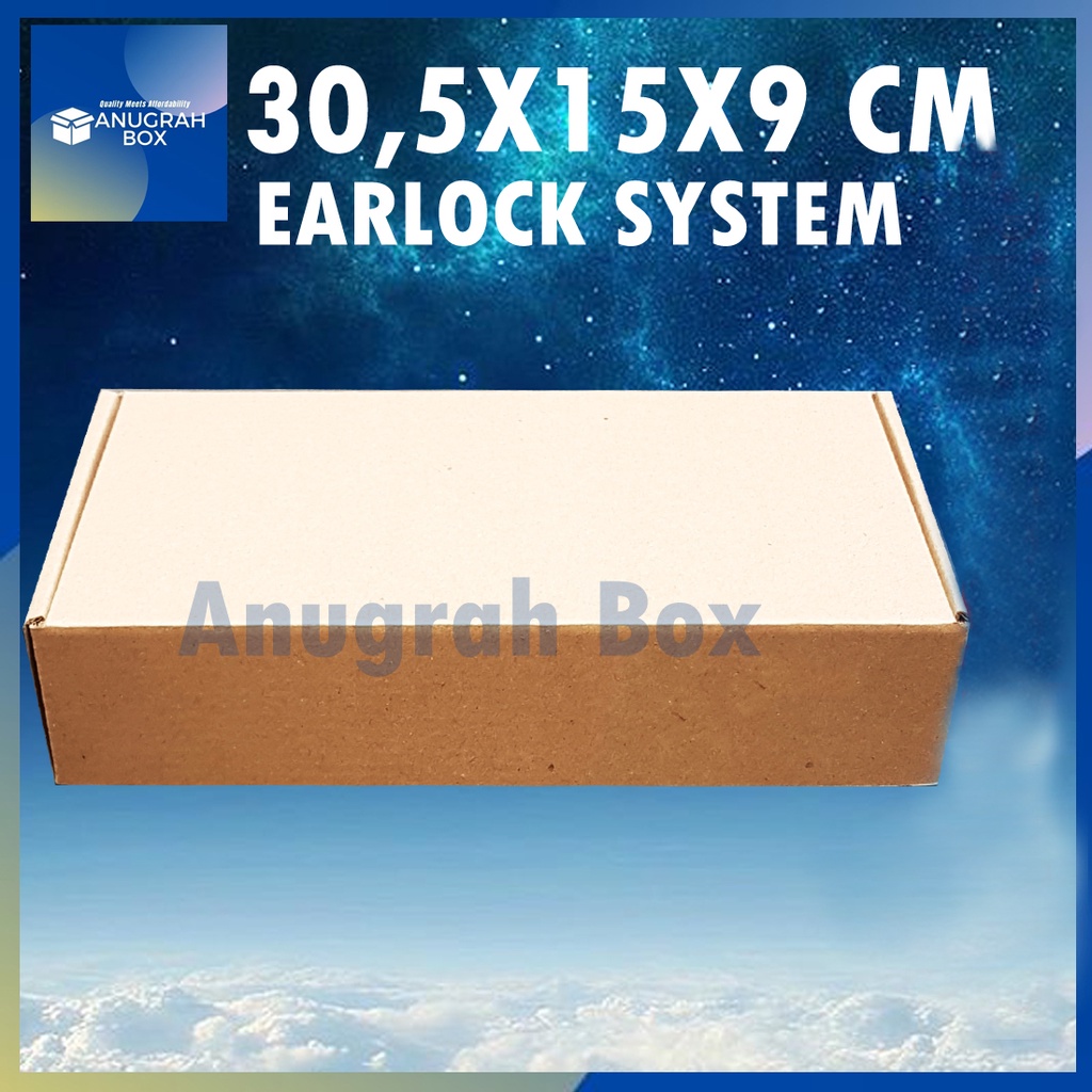 

Kardus Dus uk 30,5x15x9 cm ( ECER ) Die Cut Box Kotak Packing Aksesoris Baju Kue EARLOCK FULL