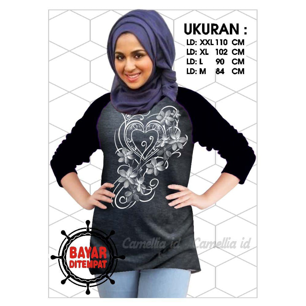 Kaos Raglan (B.LOVE)/Kaos Wanita Lengan 3/4/ Kaos Wanita/ Kaos Cewek/ Kaos Oblong/Misty