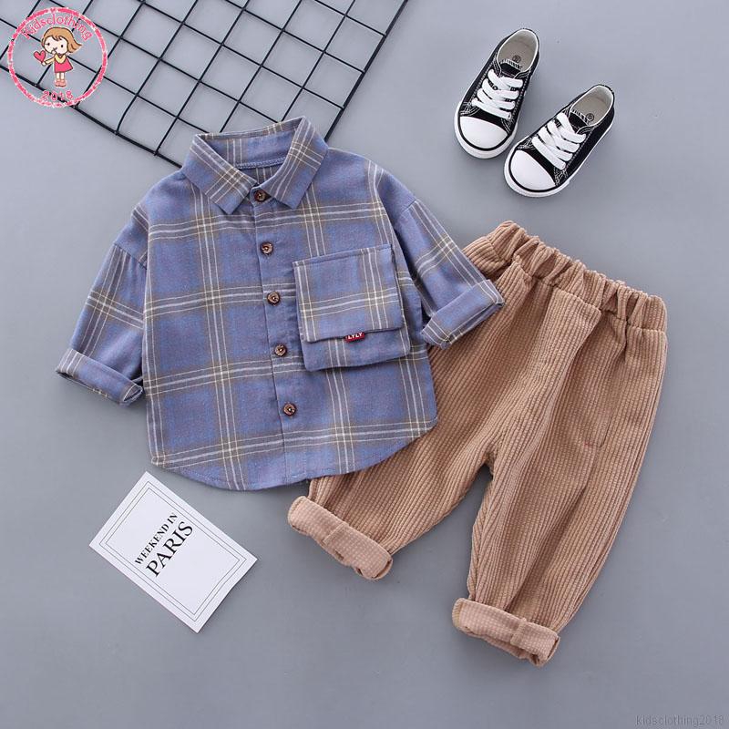 Set 2Pcs Kemeja  Casual Lengan Panjang dan  Celana  dengan 