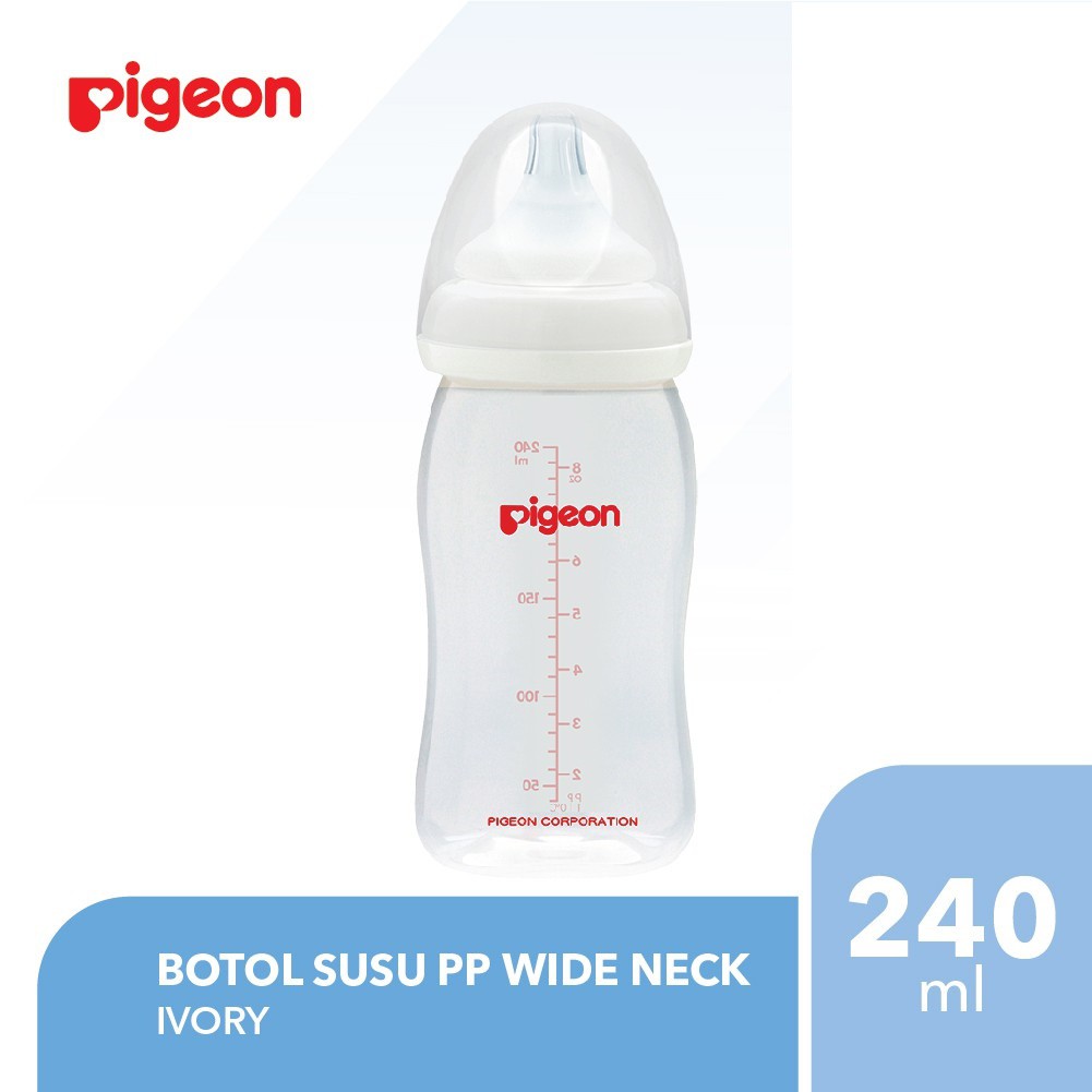 PIGEON Botol Susu PP Wide Neck 240ML + Free 1 Pcs Peristaltic Plus Nipple Size L